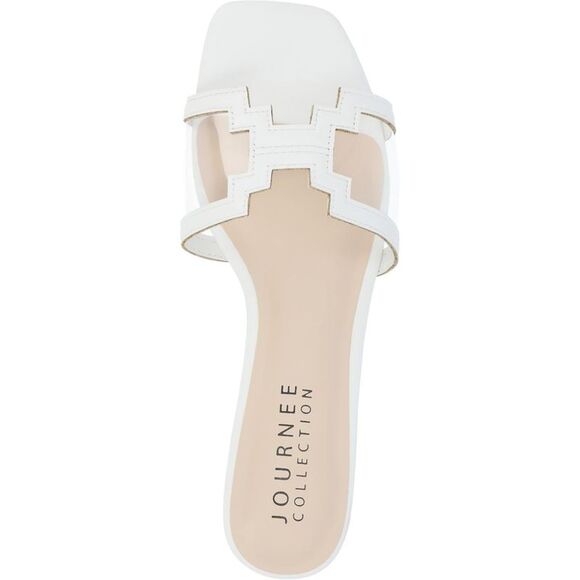 Journee Collection Womens Jamarie White Faux Leather Slide Sandals Shoes NWT - Picture 3 of 3